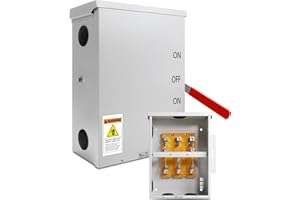 KRYSOLAD 200A Generator Transfer Switch, 200 Amp Manual Transfer Switch, 3P 120/240V-Volt Transfer Switch, 48000W General-Duty Double-Throw Safety Switch, Meeting NEMA 3R Standards for Outdoor and Indoor