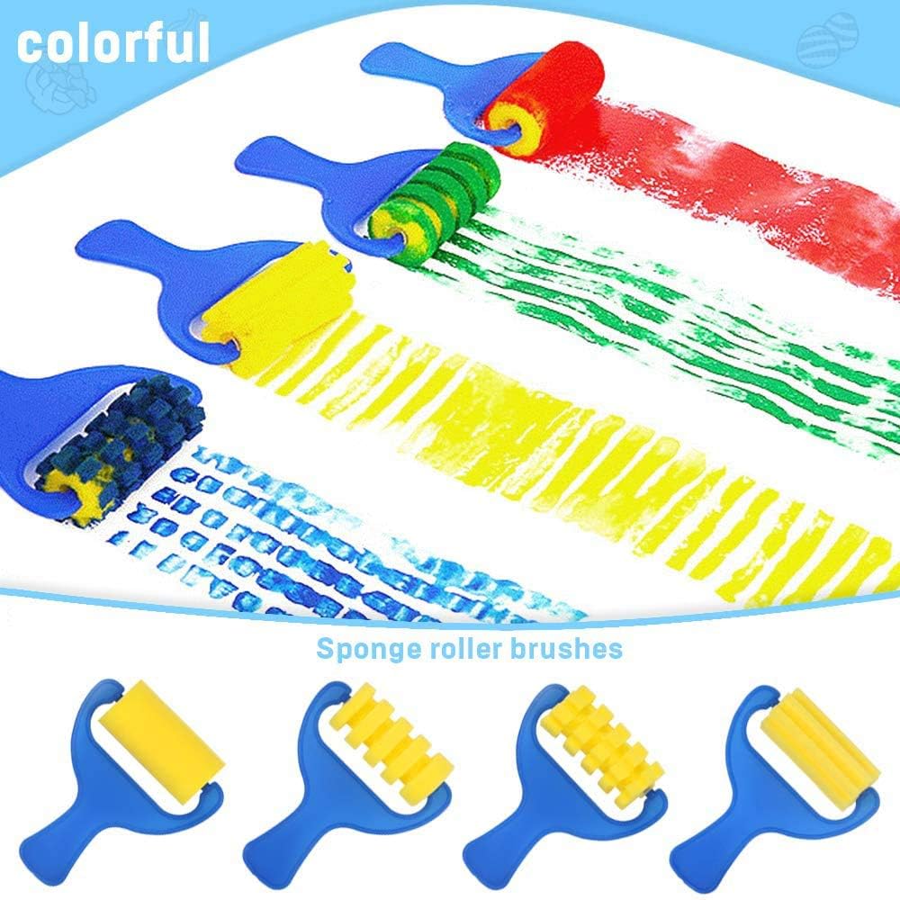 Flower Pattern Brush for Kids Toddlers Early Learning 47Pcs Kids Sponge Painting Brushes Kits,Washable Foam Painting Brushes Art Crafts Brush