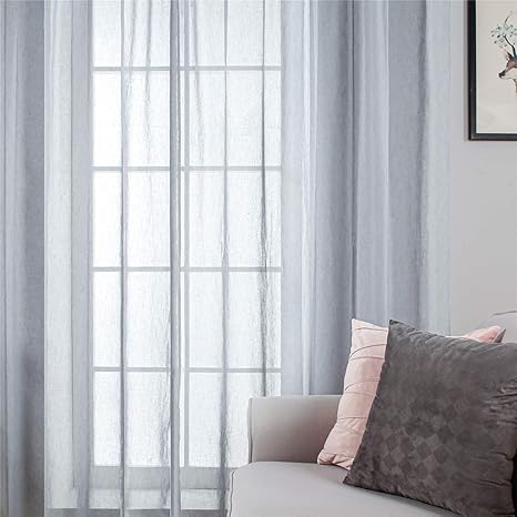 Amazon Topfinel レースカーテン Uvカット 半遮像 遮熱 断熱 省エネ 北欧 おしゃれ 無地 洗える 幅100cm 丈178cm 2枚組 グレー レースカーテン オンライン通販