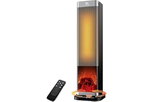 FGHB Electric Heater,1500W Tower Space Heater with Remote, 23-Inch Space Heaters for Indoor Use,with 70° Oscillation,3D Flame