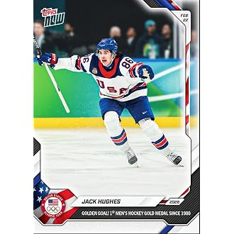 Graded 2026 Topps Now Olympics Jack Hughes #18 Golden Goal! 1st Men's Hockey Gold Medal Since 1980 Team USA Hockey Card HOFSM 10 - View 5