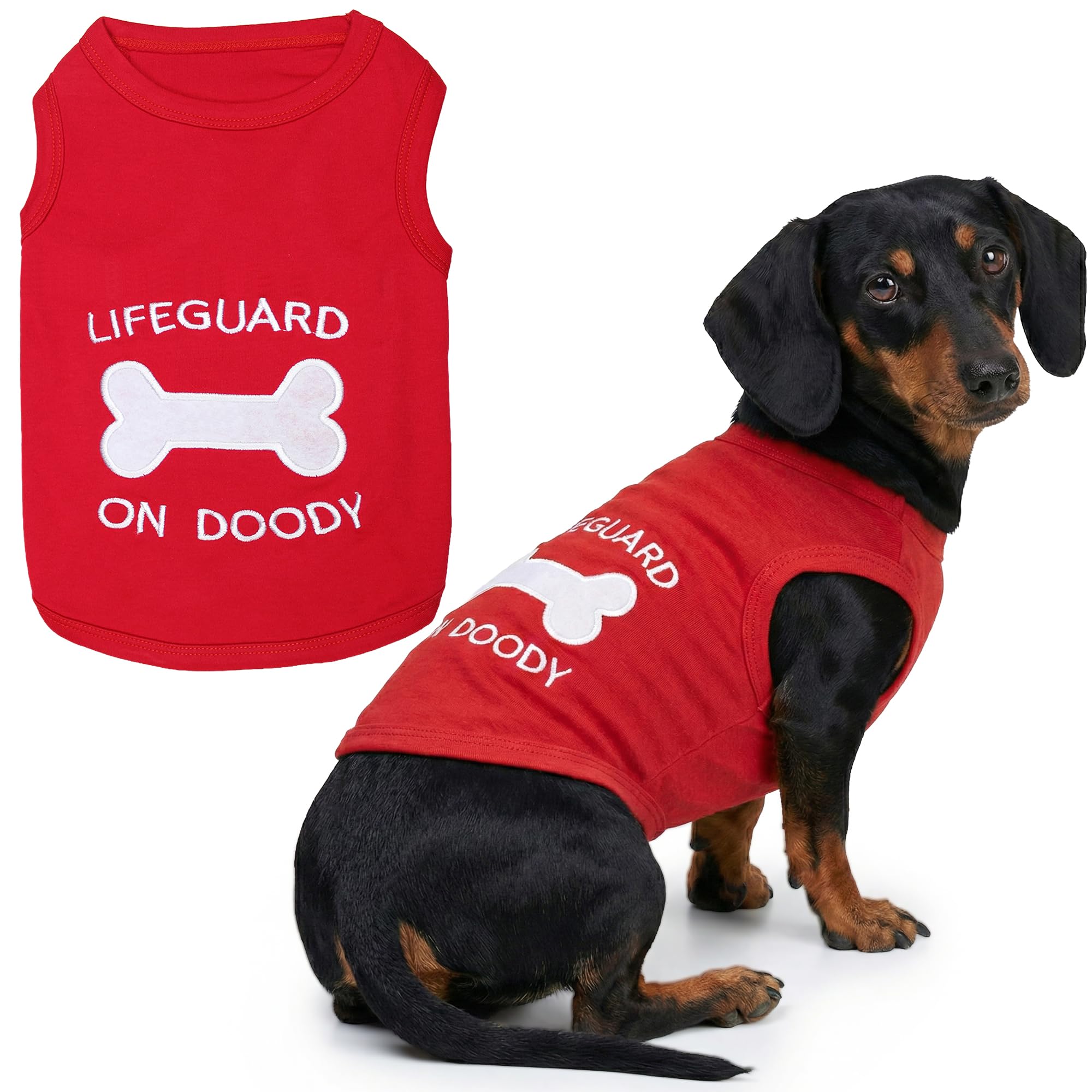 Parisian Pet Lifeguard on Doody Dog T-Shirt, X-Large