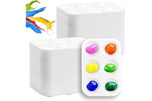 LYHLYA 100PCS Paint Tray Palettes Plastic Paint Pallets for Kids or Students Watercolor Palette Painting Tray for Painting Party, DIY Craft and Art Painting