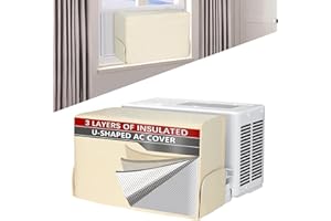 AMERBRO Air Conditioner covers for inside 20"W x 14"H x 6"D Compatible with Midea Window Air Conditioner 8000/10000/120000 BTU, 3 Layers Insulation AC Cover Compatible with Midea U shaped AC Unit, Beige