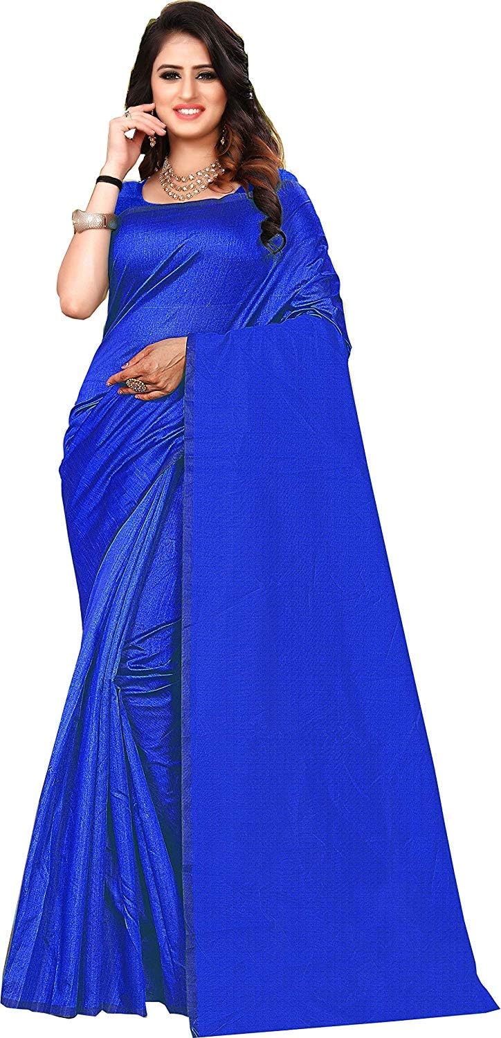 DEVPRIYA Fashion Violet Colour for Women's Plain Cotton Silk Saree with Running Blouse Piece
