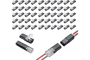 50Pcs Double-Wire Plug-in Connector Low Voltage Quick Wire Connector with Locking Buckle, Quick Solderless Snap-On Fasteners 