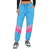 UOUA 80s Pants Women 90s Neon Workout Joggers Casual Reversible Sweatpants with Pockets