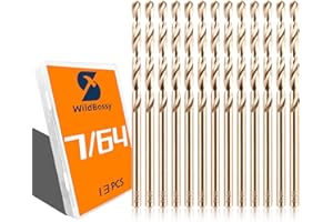 WILDBOSSY Cobalt Drill Bit Set 7/64" - 13PCS, M35 Twist Drill Bits Straight Shank, 7/64" High Speed Steel Drill Bits for Drilling in Hard Metal, Stainless Steel, Cast Iron