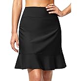 Viodia Women's 20'' Long Swim Skirt High Waisted Ruffle Skort Modest Swimsuits Knee Length Bottoms Tankini with Skirts