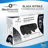 Farla Medical MediHands Disposable Nitrile Gloves Black 100 Count XL view 2