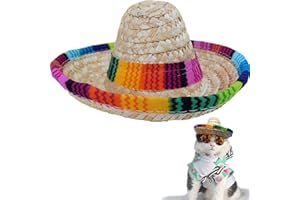 WITTOCS Cat Mexican Hat Mini Sombrero Cinco de Mayo Poncho Party Straw Hats for Small Dog Pets Puppy