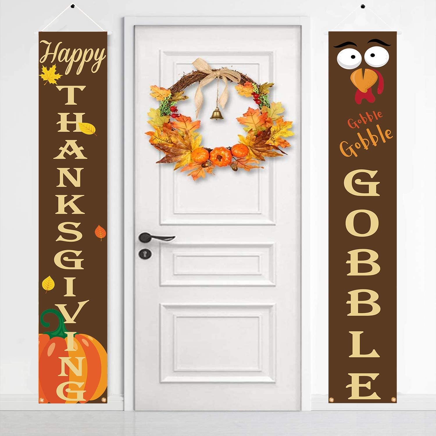 Yard Signs - Happy Thanksgiving Porch Sign Banners Welcome Sign, Fall Holidays Door Decorations Thanksgiving Backdrop Flags for Yard Indoor Outdoor