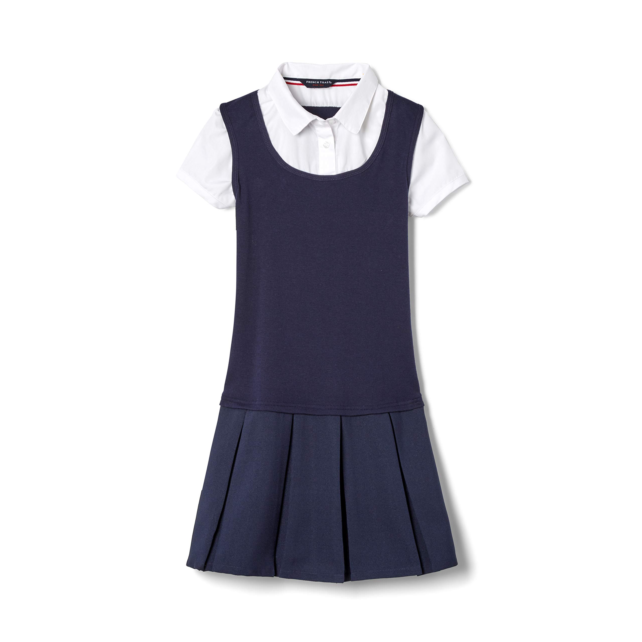 Photo 1 of French Toast Big Girls' Twofer Pleated Dress, Navy, 10