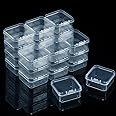 36 Pieces Rectangle Clear Plastic Containers Transparent Beads Storage Containers Box Jewelry Storage Box Case with Hinged Lid for Small Items Beads Jewelry (1.7 x 1.7 x 0.79 Inches)
