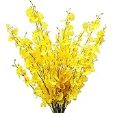 OMUYGDD Yellow Artificial Flowers Orchids Silk Fake Flowers in Bulk, 12 Pcs (Each 38.5”), for Wedding Festive Party Home Office Decoration, No Include Vase
