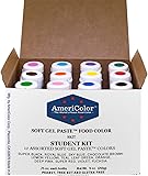 Food Coloring AmeriColor Student Kit, 12 .75 Ounce Bottles Soft Gel Paste Colors