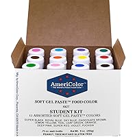 Food Coloring AmeriColor Student Kit, 12 .75 Ounce Bottles Soft Gel Paste Colors