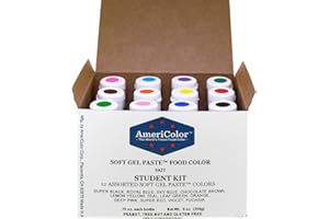 Food Coloring AmeriColor Student - Kit 12 .75 Ounce Bottles Soft Gel Paste Colors