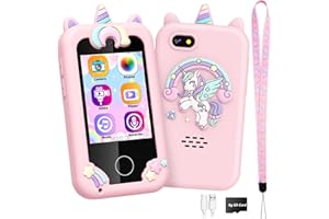 Kids Smart Phone Unicorn Toys: Delighkidz Unicorn Christmas Birthday Gifts for Girls Age 3-10 Kids Toy Cell Phone Toddler Learning Toys for 3 4 5 6 7 8 9 Year Old Girl Music Player with Dual Cam