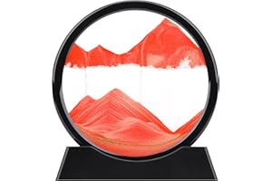 XINBAOHONG Moving Sand Art Picture,Liquid Motion 3D Deep Sea Sandscape in Motion Display Flowing Sand Frame Relaxing Desktop Home Office Work Decor（10 inch） (Red)