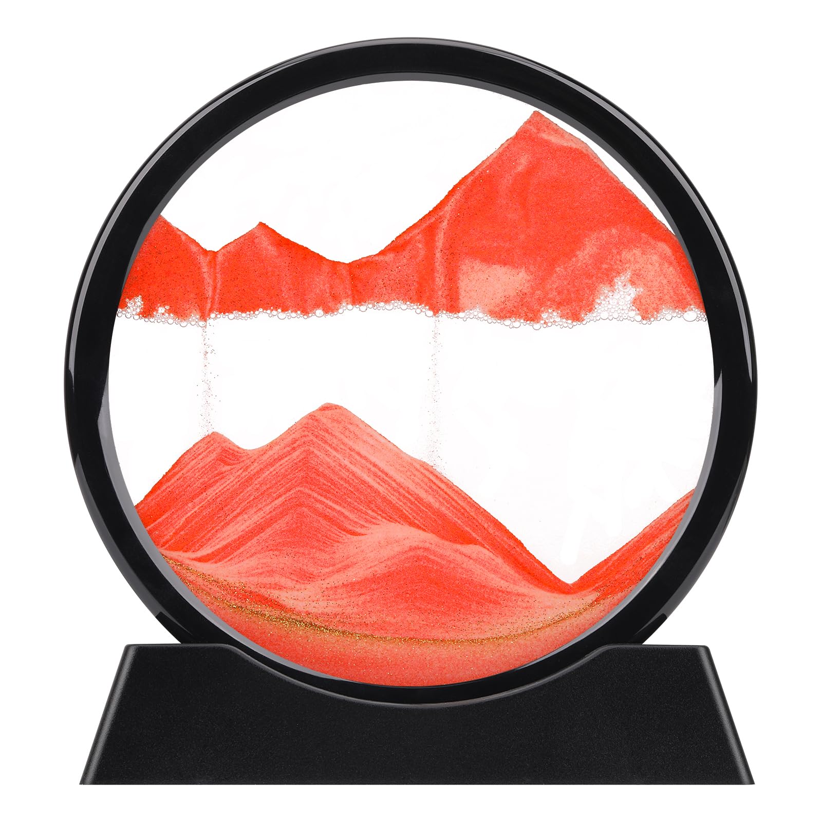 XINBAOHONG Moving Sand Art Picture,Liquid Motion 3D Deep Sea Sandscape in Motion Display Flowing Sand Frame Relaxing Desktop Home Office Work Decor（10 inch） (Red)