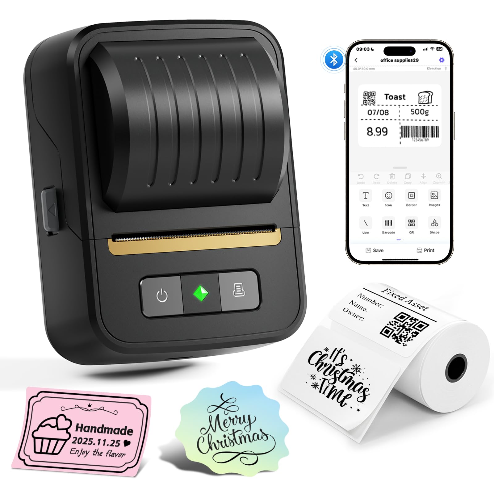 Photo 1 of NADAllN Label Maker Machine with Tape, Bluetooth Thermal Label Printer for Small Business, Address, Barcode, Logo, Clothing, Label Makers for Office Home School