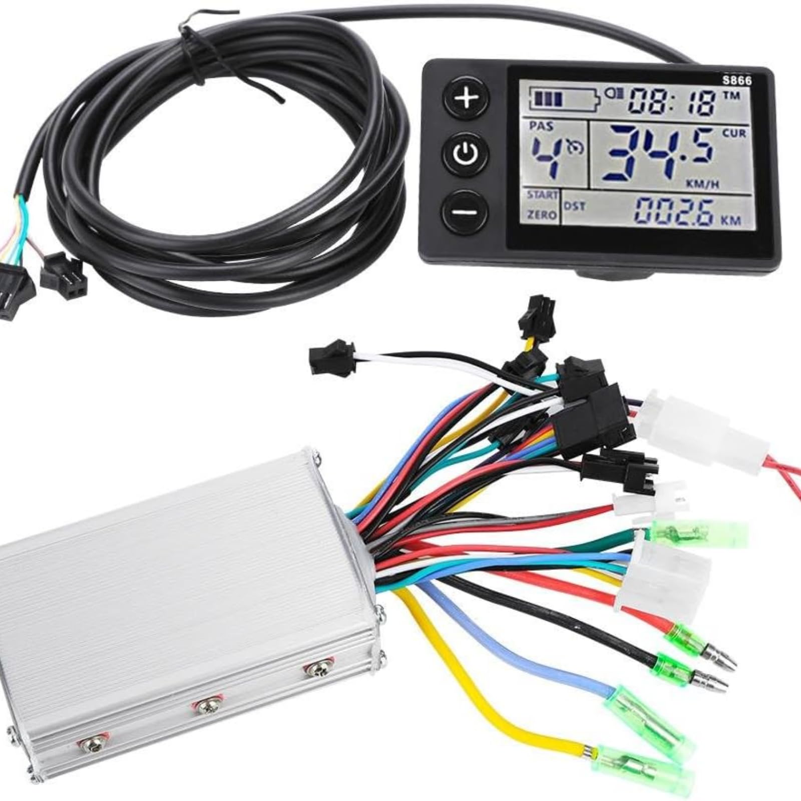 Broco Controller and Lcd, 24V-48V Waterproof LCD Display Panel Electric Bicycle Scooter Brushless Controller Kit Motor Brushless Controller (24V/36V 350W)