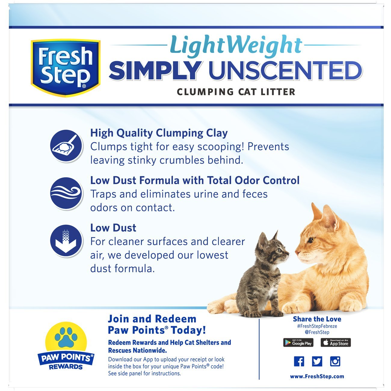 Fresh Step Unscented Lightweight Litter, Clumping Cat Litter Sleek