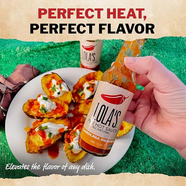 LOLA’S CAROLINA REAPER HOT SAUCE | MADE WITH RED JALAPENOS & CAROLINA REAPER PEPPERS | 0 CALORIES, 0G FAT, LOW SODIUM | ALL-NATURAL, KETO, GLUTEN-FREE | 5 FL OZ (PACK OF 1)