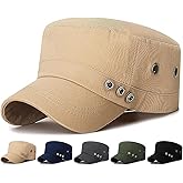 Initlove Cadet Army Cap Military Unisex Flat Top Hat for Men Women