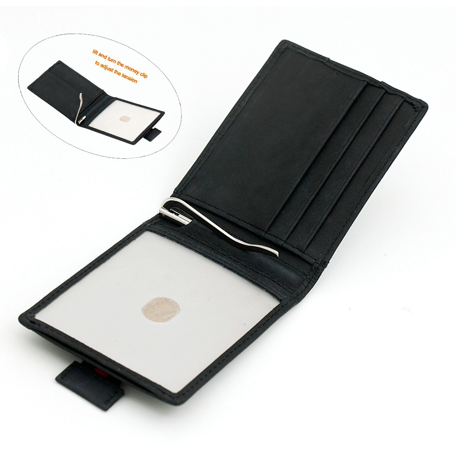 RFID Blocking Ultra Slim Leather Thin Minimalist Pocket Wallets for Men Money Clip