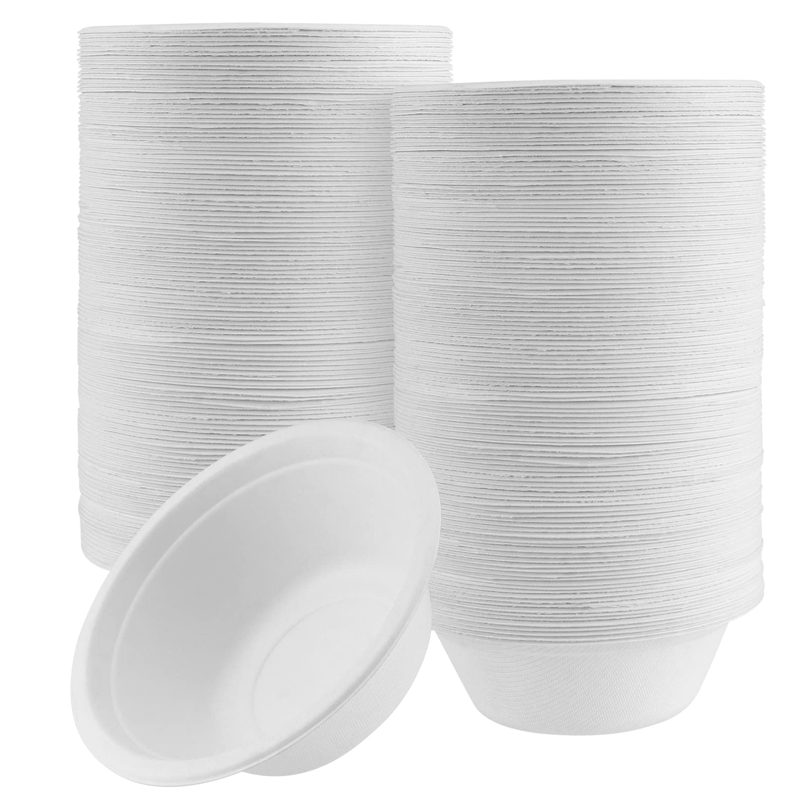 PINGEUI 200 Pack 12 OZ (350 ml) Eco-Friendly Sugarcane Bowls, Round Extra Strength Bowls for Parties, BBQ, Picnic, Hot and Cold Foods, White