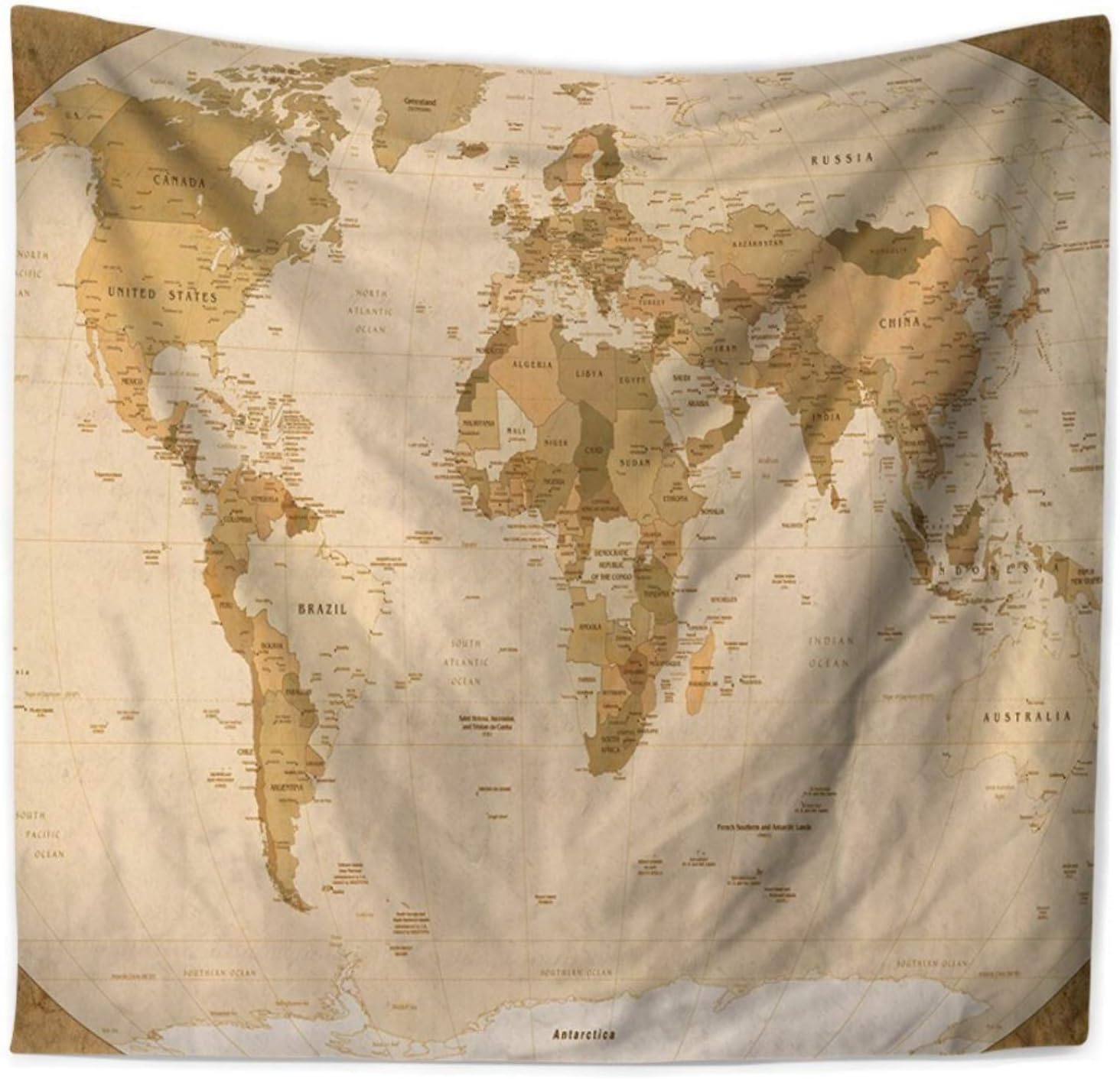 ECONIE World Map Tapestry Bohemian Wall Hanging Tapestry Wall Art Decor Beach Throw Table Runner/Cloth 51" x 60"Inches (35)