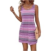 SOLY HUX Women's Striped Tank Dress Scoop Neck Sleeveless Summer Short Dresses
