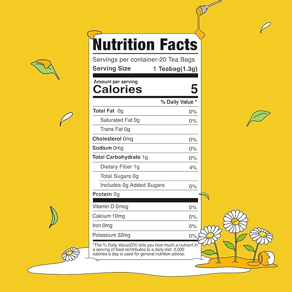 OH DOMINGO HONEY CHAMOMILE TEA, INDIVIDUALLY WRAPPED TEA BAGS, 20 COUNT, CAFFEINE FREE, SWEETENED WITH HONEY, SOOTHING AND RELAXING BLEND
