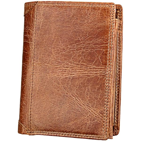 SHUAINIU Slim Front Pocket Wallet With RFID Blocking – Leather Card Holder For Men – Coffee Brown