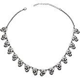 Cykdohy Vintage Skull Charm Gothic Choker Necklace for Women Men Statement Retro Punk Skeleton Pendant Neck Adjustable Chain Halloween Costume Festival Party Mystic Witch Jewelry Gifts
