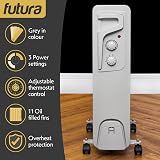 Futura 2500W Oil Filled Radiator 11 Fin Free Standing Heater UK Plug view 2