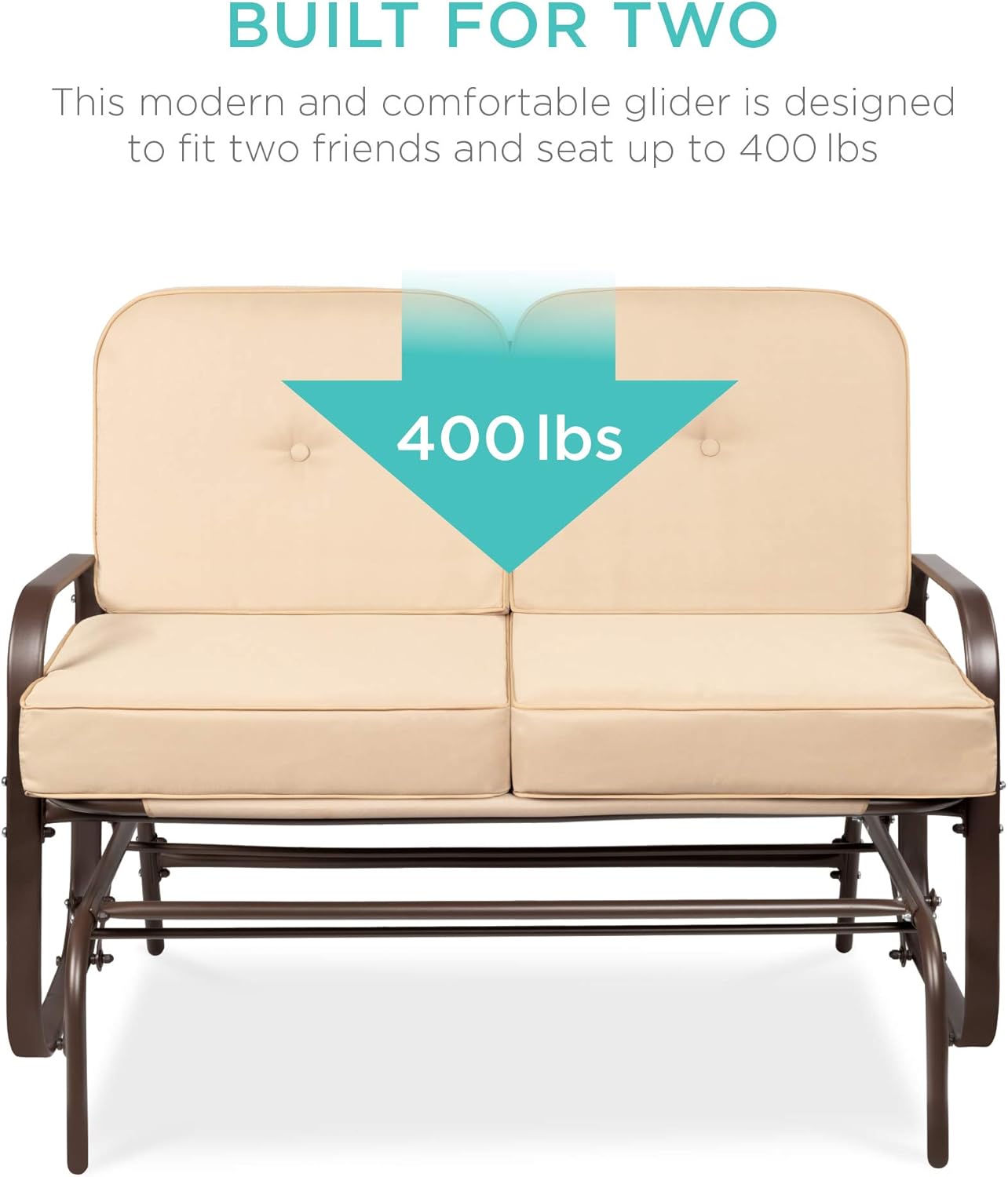 Best Choice Products 2-Person Outdoor Glider Bench Loveseat Rocking Chair for Patio, Garden, Yard, Porch w/Armrest, UV- and Water-Resistant Cushions - Beige : Garden & Outdoor