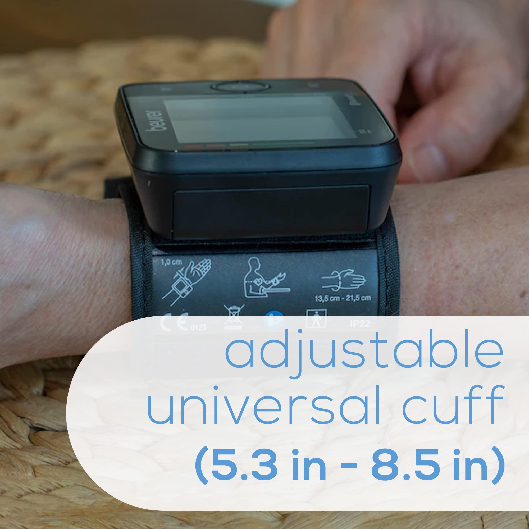 Beurer BC54 Wrist Blood Pressure Monitor with Bluetooth, Irregular Heartbeat Detector, Risk Indicator, Accurate Large Display, and Travel Case, Wrist Cuff up to 120 Memory Sets