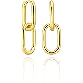 Altitude Boutique Gold or Silver Paperclip Chain Link Earrings | Drop Dangle Earrings | Versatile Link Hoop Earrings for Women