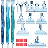 Snewvie Diamond Painting Pen Accessories Tools Set,3PCS Glitter Diamond Art Pen and 12Pcs Blue Metal Screw Thread Multi Place