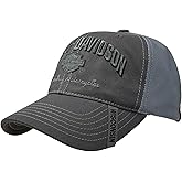 Harley-Davidson Men's Baseball Cap, H-D Bar &amp; Shield Mesh Hat w/Distrssed Bill Black