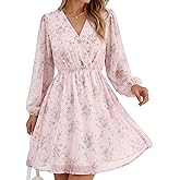 OLICE Dresses for Women 2026 Casual Spring V Neck Wedding Guest Dress Long Sleeve Fashion Beach Vacation Clothes