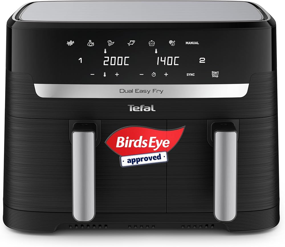 Tefal Easy Fry Dual Zone Air Fryer 8.3L 8in1 Non-Stick Black & Metal