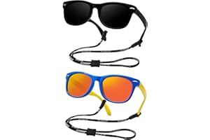 COOLSOME Kids Flexible Polarized Sunglasses for Boys Girls Age 3-10 with Straps