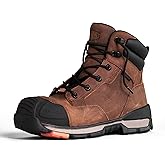 BRUNT Perkins (Comp Toe) - Brown - 6" Waterproof Durable Wedge Work Boot with Defined Heel - EH Rated - Slip + Oil Resistant - Adjustable Width System