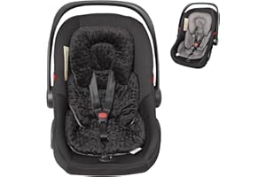 BORYOKUN Infant Carseat Insert, 2-in-1 Reversible Baby Car Seat Cushion for Newborn Toddler Head & Body Support Car Seat Pad for Carseats, Strollers, Swings, Bouncers(Black)