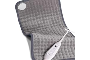 RAINOVA Heating Pad Electric Throw for Back Pain & Cramps Relief, 12''x24'' Electric Pad with Auto Shut Off, Heat Pad 6 Heat Settings,Christmas Gifts for Women, Men, Mom, Dad(Gray)