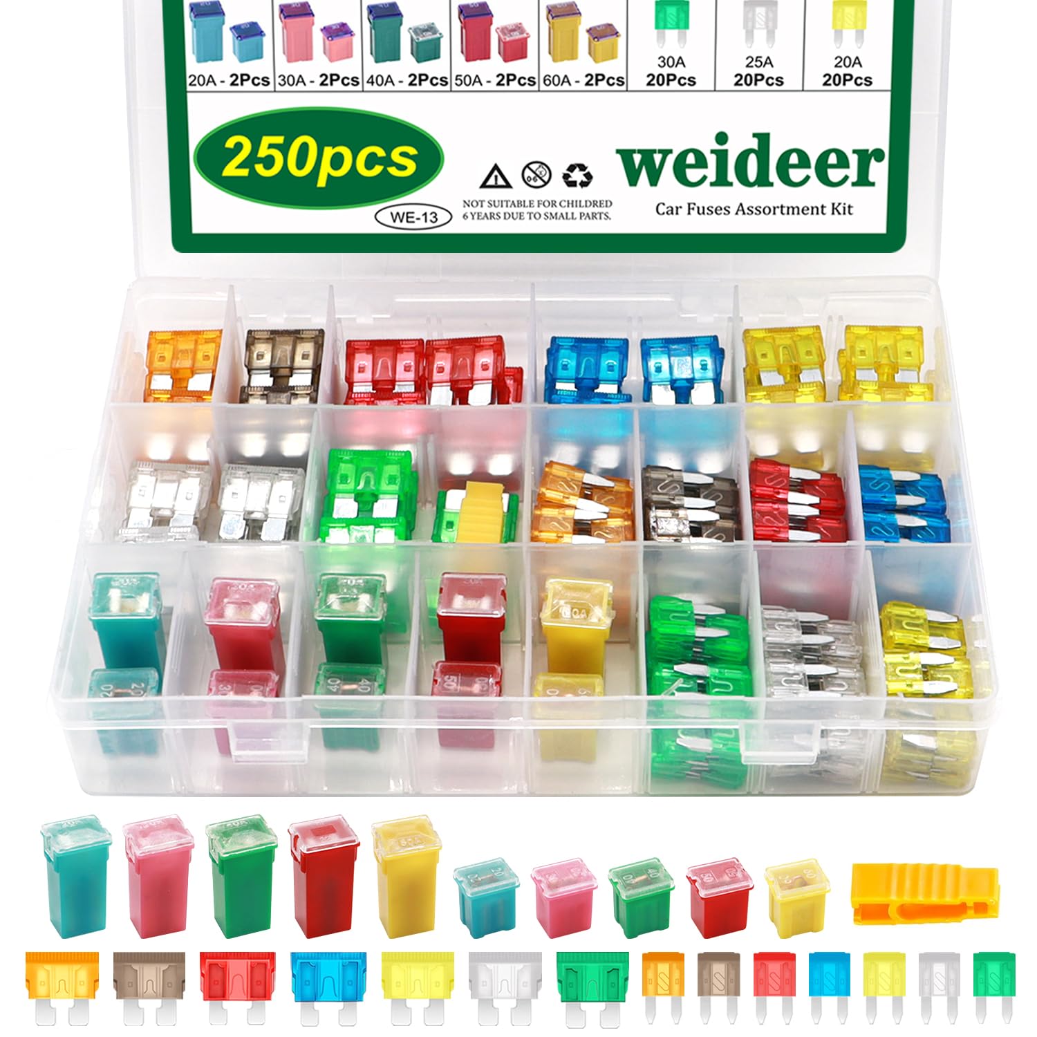 Mua weideer 250Pcs Car Fuse Assortment Kit Standard & Mini Car Blade ...